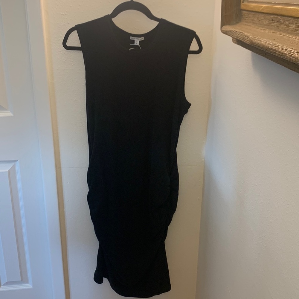 James Peres Black Casual Sleeveless ruffled sides fitted black dress new size 4